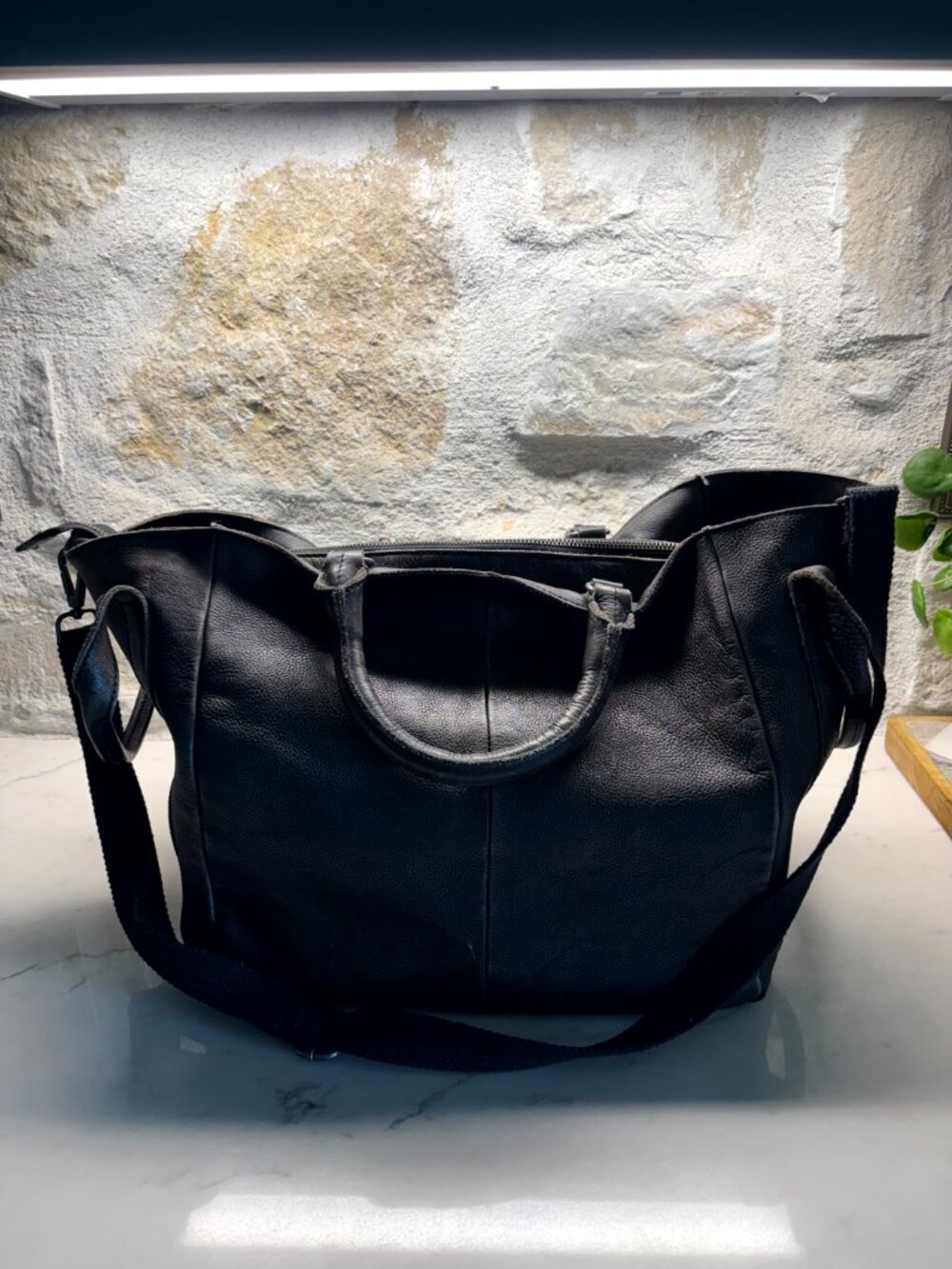 Free People Large Distressed Leather Tote - Picture 3 of 5